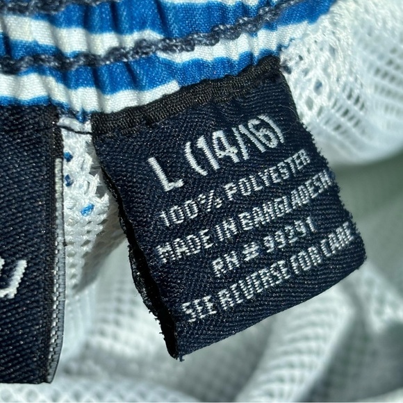 Kavu Surf L Boys green blue white stripe preppy swim Bermuda shorts trunks - Picture 5 of 7